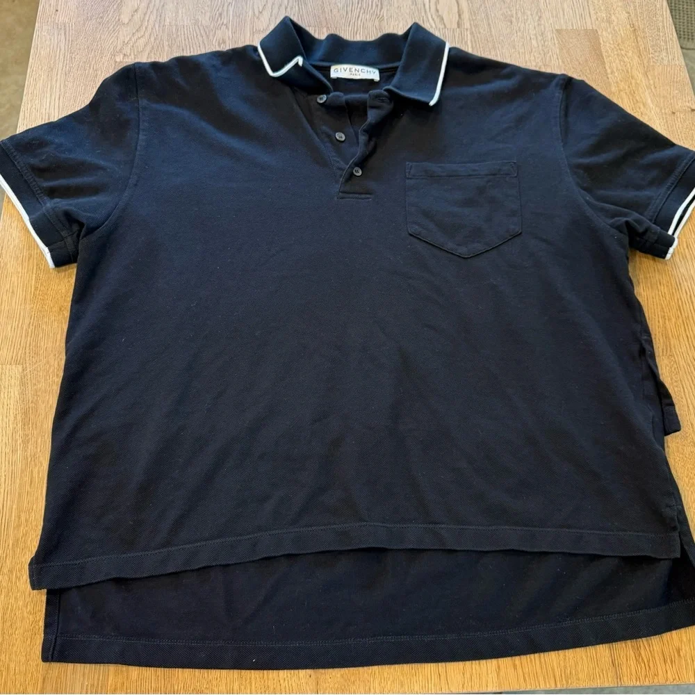 Authentic Givenchy Black Polo Shirt with White Accents - Picture 3 of 12